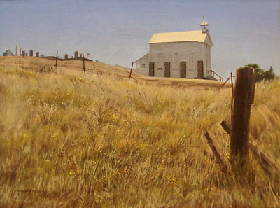 St Catherines Church in HOrnitos CA - Painting by Duncan Spencer