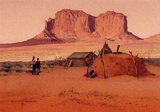 Navajo couple at Saddleback Butte, Monument Valley AZ
